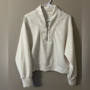 Cream Quarter-Zip Pullover Set